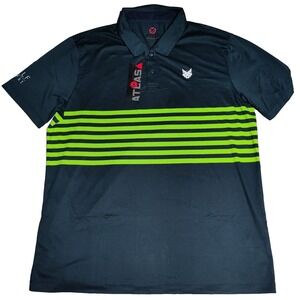ATLAS PREMIER GOLFPRFKT Men 2XL Green Striped Short Sleeve Golf Polo Shirt NEW